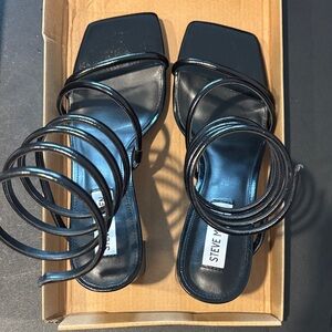Steve Madden Black Spiral Strap Heels